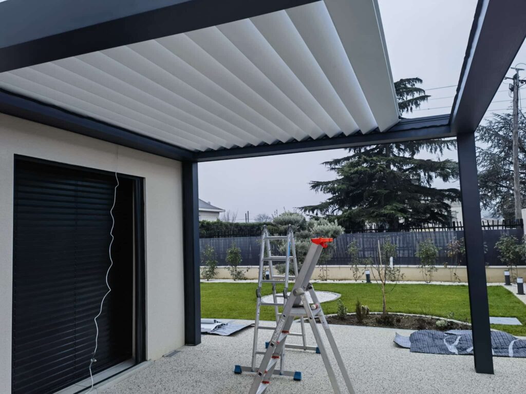 modern bioclimatic pergola system project in Lyon France